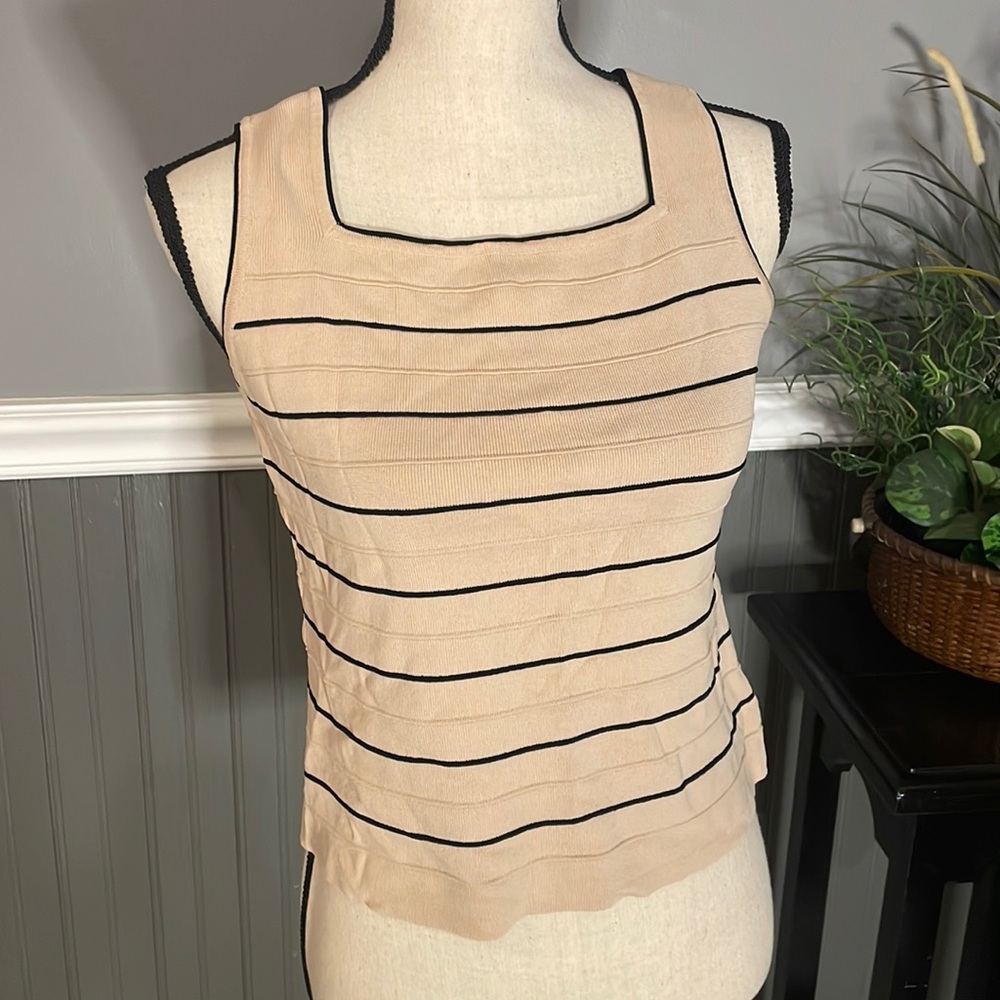Beige and black striped sweater